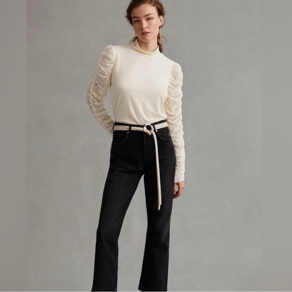 ✨ Anthropologie Ruched-Sleeve Blouse Sz SP - Picture 5 of 6